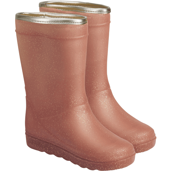 EN FANT Bottes enfant paillettes caoutchouc rose métallique