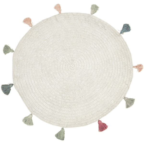 Alfombra infantil LIVONE FRINGES naturaleza/múltiples 133 cm redondos