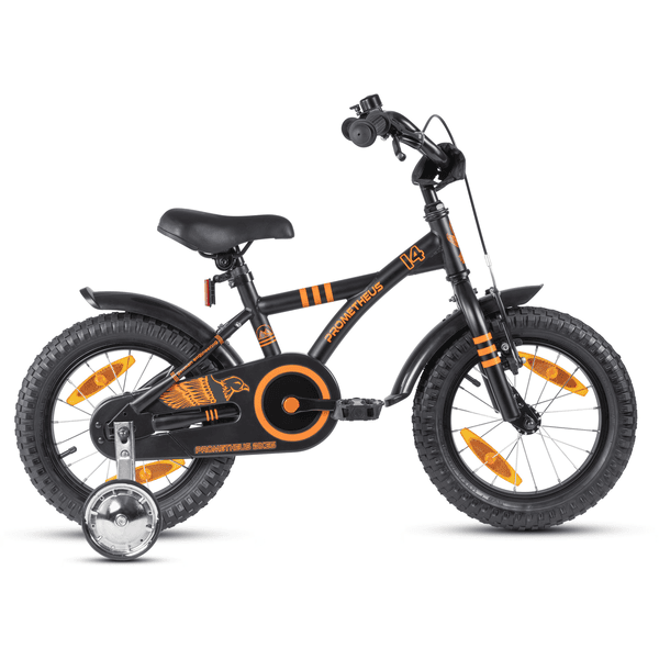 PROMETHEUS BICYCLES® Vélo enfant 14 pouces noir mat orange