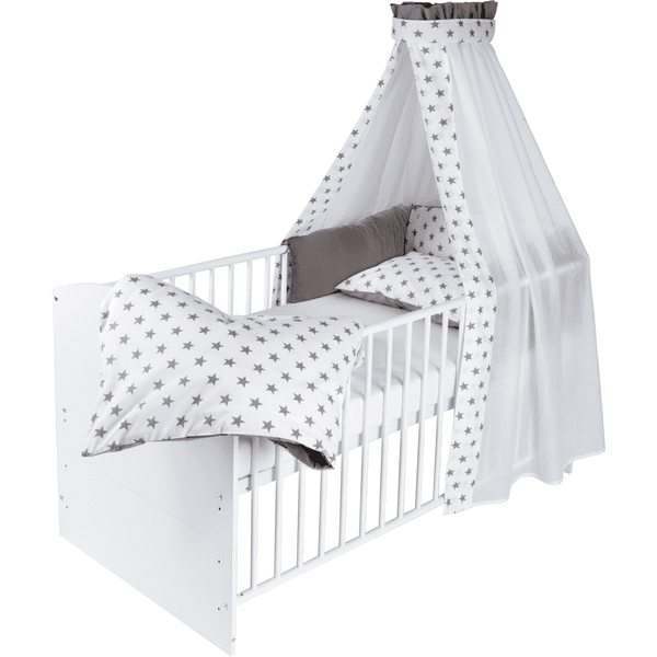 Schardt Komplettbett Classic White Big Stars grau 70 cm x 140 cm