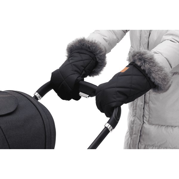 fillikid Protège-mains pour poussette Halifax polyester fourrure noir
