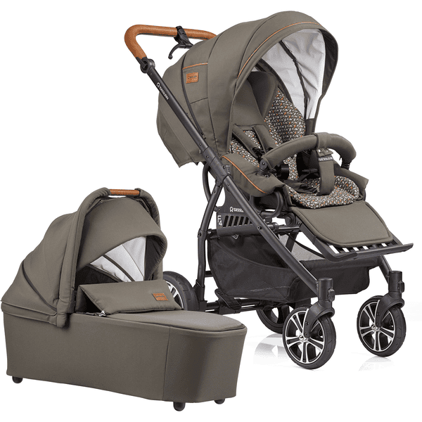 GESSLEIN Poussette duo combinée 2en1 F4 Air+, olive/fleurs