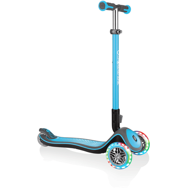 GLOBBER Scooter ELITE DELUXE LIGHTS mit Leuchtrollen, sky blau