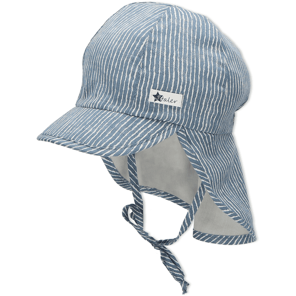 Sterntaler Bonnet enfant visière lacet protège-nuque rayures bleu moyen