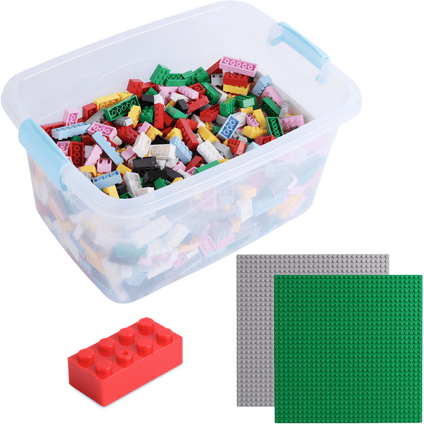 Katara Bloques de construcción - 1264 piezas con caja y placa base, de colores