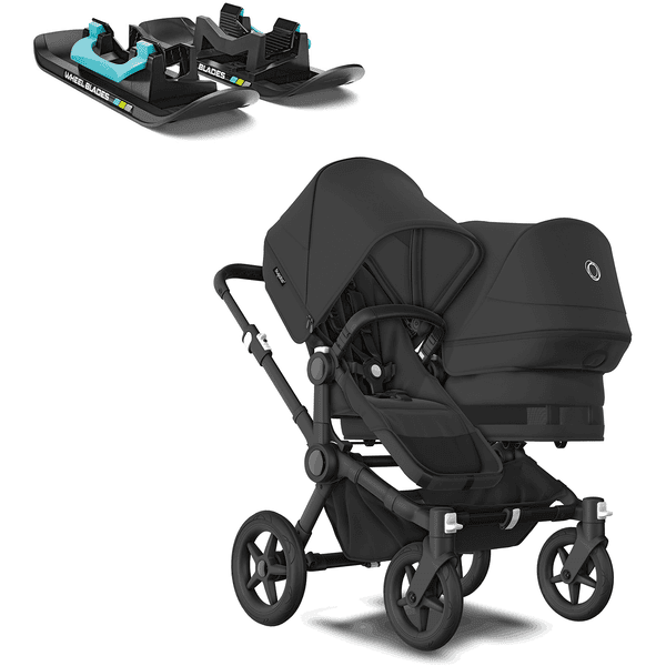 bugaboo Kinderwagen Donkey 5 Duo Complete Black/Midnight Black inclusief Wheelblades