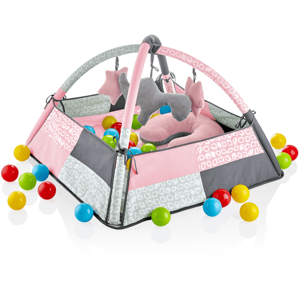 babyGO  - Hrací podložka s míčky růžová