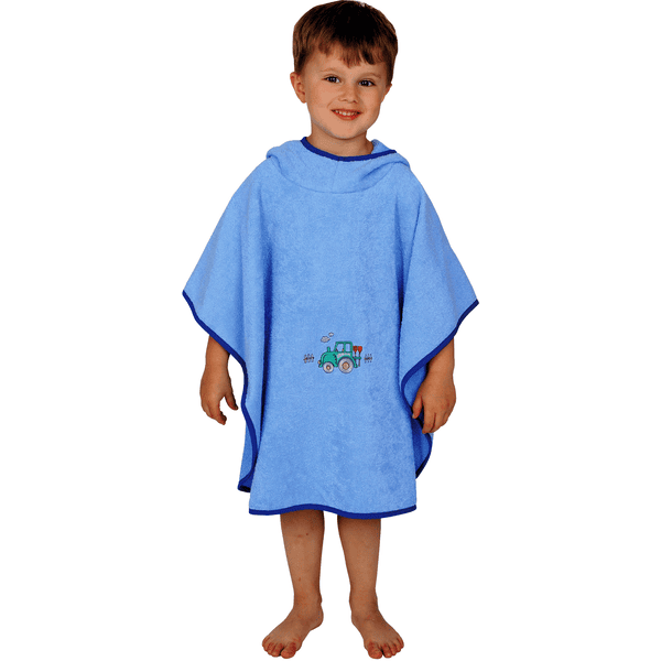 WÖRNER SÜDFROTTIER Poncho de bain enfant tracteur bleu clair 60x75 cm