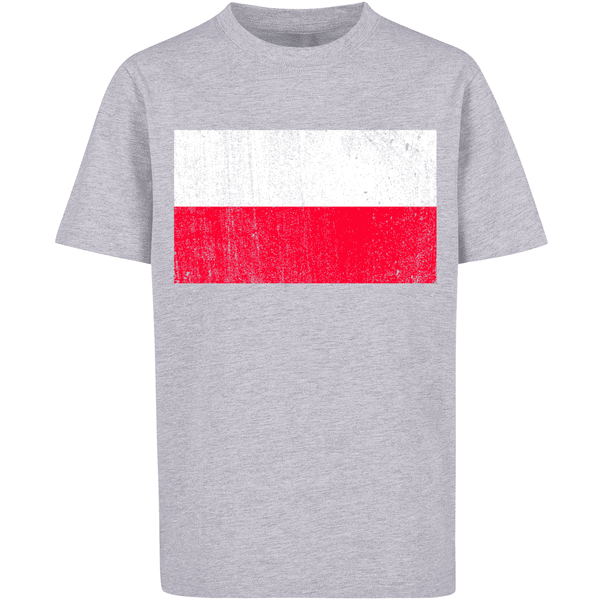 F4NT4STIC T-Shirt Poland Flagge grey distressed Polen heather