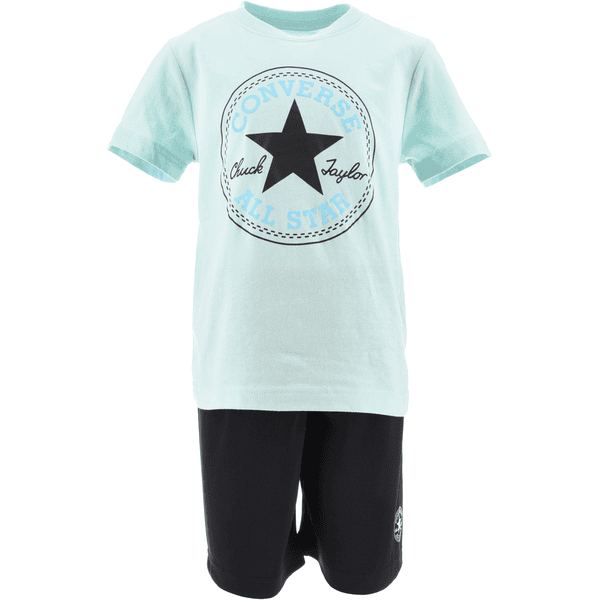 Converse kurze Hose und Set hellblau/schwarz T-Shirt