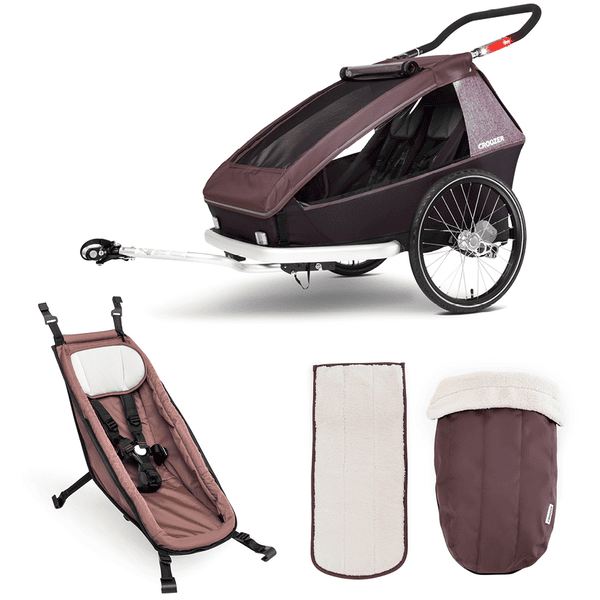 CROOZER Kid Vaaya 2 cykelkärra för barn inklusive solskydd vinterset Blossom Red