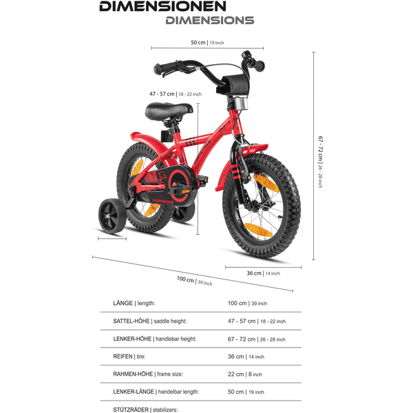 PROMETHEUS BICYCLES V lo enfant HAWK 14 pouces rouge noir