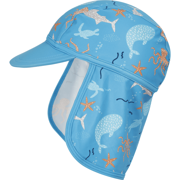 Playshoes  Protezione UV con berretto a punta animali marini turchese