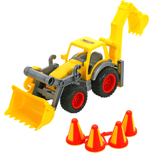 WADER QUALITY TOYS ConsTruck Radlader mit Heckbagger