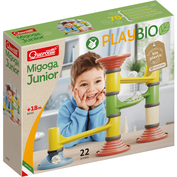 Quercetti PlayBio Migoga Junior Pista di biglie in bioplastica (22 pezzi)