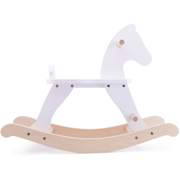 Cheval a bascule sale en bois blanc