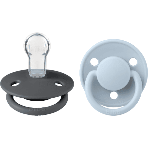 BIBS® Fopspeen De Lux Iron / Baby Blue 0-36 maanden, 2 stuks.