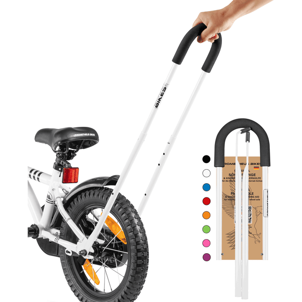 PROMETHEUS BICYCLES ® Barra de empuje para bicicleta infantil, blanca