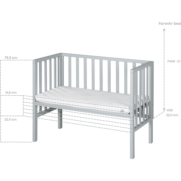 Culla co-sleeping 2 in 1 safe asleep® 45 x 90 cm con materasso +