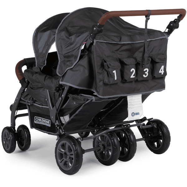 CHILDHOME Poussette Quadruple 4 places Autobrake anthracite