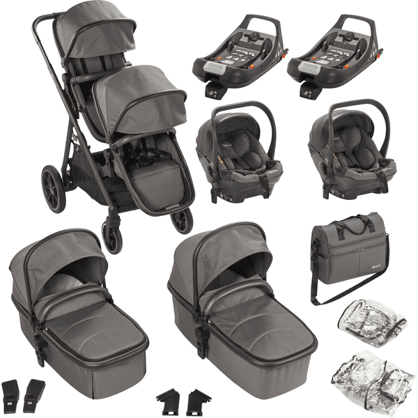 babyGO Poussette double inline Duo Mega Ultra Set Grey