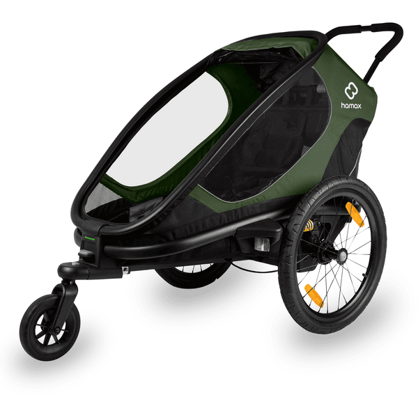 hamax Outback ONE Børnecykeltrailer med Ryglænsjustering Green / Black 