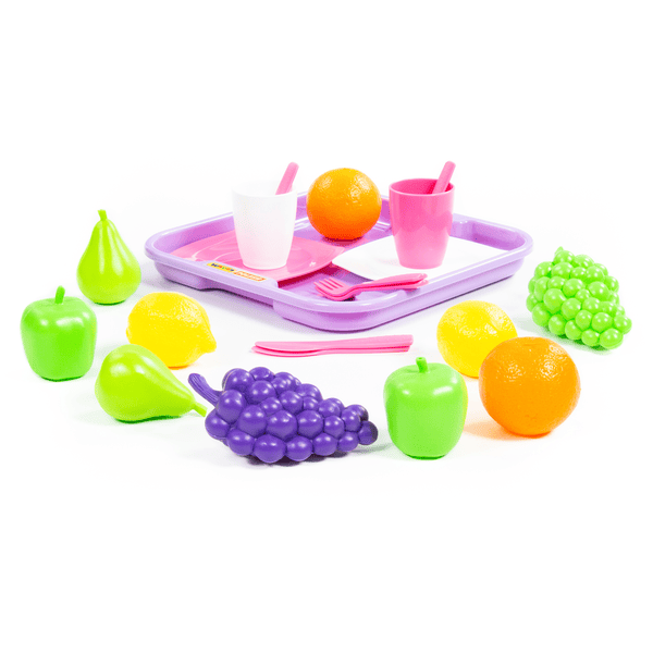 Wader Quality Toys Servies met fruit op schaal, 21 stuks.