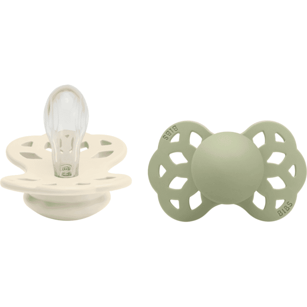 BIBS® Schnuller Infinity symmetrischer Sauger 0-6 Monate Ivory/Sage 2 Stk.