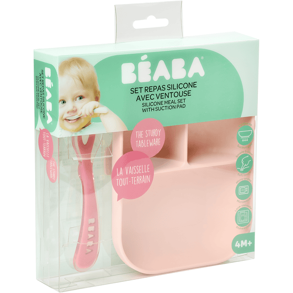 BEABA Cuchara de silicona para bebés 2. grupo de edad rosa 