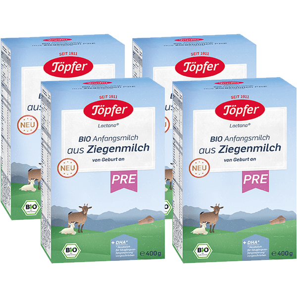 Töpfer Anfangsmilch Pre Bio aus Ziegenmilch 4x 400g von Geburt an