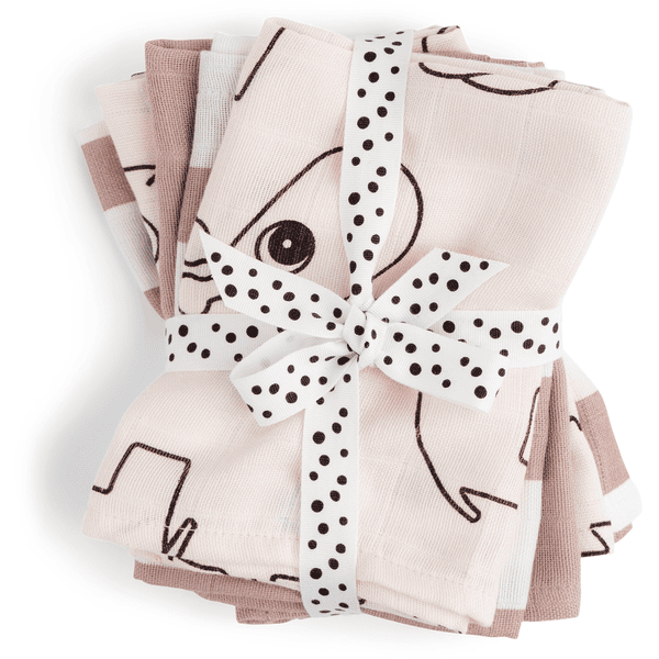 Done by Deer™ Gant de toilette enfant Deer friends rose lot de 5