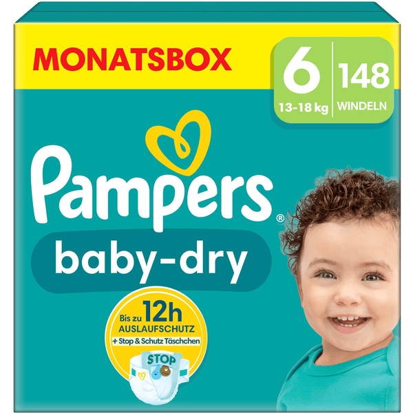 Pampers Baby-Dry blöjor, storlek 6, 13-18 kg, månadsförpackning (1 x 148 blöjor)