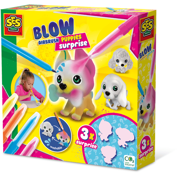 SES Creative® Blow airbrush pennen - Puppies verrassing 3x