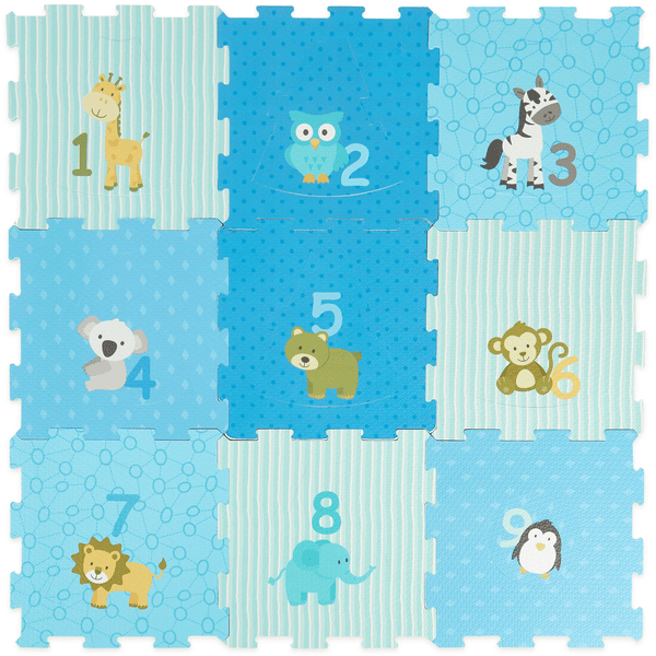 bieco Puzzlematte Tiere blau 18 tlg