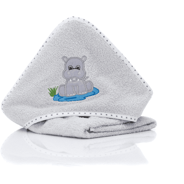 fillikid  Ręcznik kąpielowy z kapturem szary jak hipopotam (75x75 cm) 