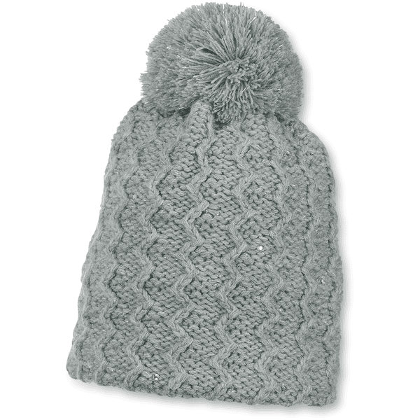 Sterntaler Girls Strickmütze Bommel silber melange