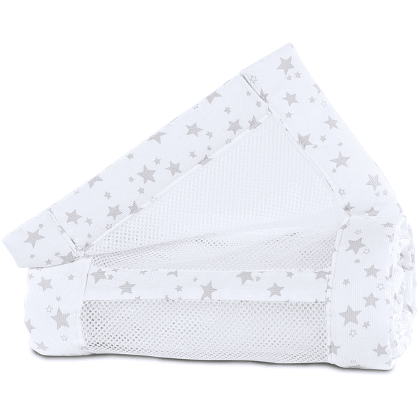 babybay® Nestchen Mesh-Piqué Original weiß Sterne perlgrau 149x25 cm