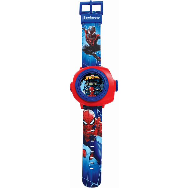 LEXIBOOK Spider -Man Digital -Reloj de proyección con 20 imágenes para proyectar