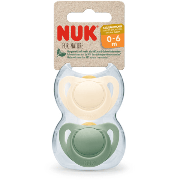 NUK Schnuller For Nature Latex 0-6 Monate grün / creme 2er-Pack