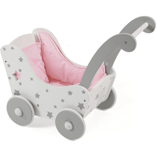 BAYER CHIC 2000 Holz-Puppenwagen Stars grau