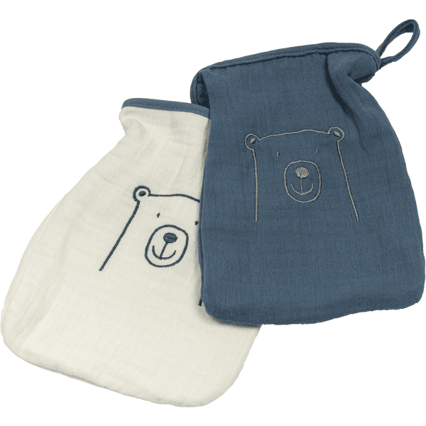 Be Be 's Collection Muslin Washcloth 2-Pack Dark Blue