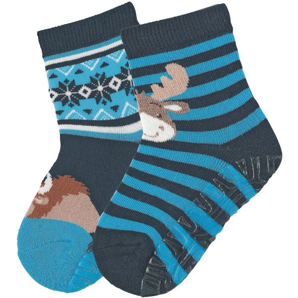 Sterntaler Chaussettes bébé antidérapantes Air requins bleu lot de 2