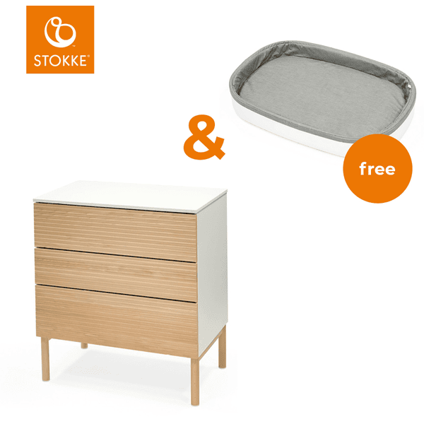 STOKKE® Sleepi™ Kommode Dresser natur mit Gratis Sleepi™ Wickelaufsatz