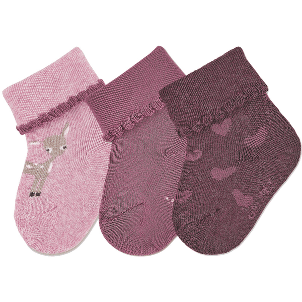 Sterntaler Dětské ponožky 3-pack deer pink melange 