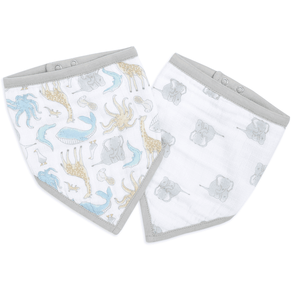 aden + anais™ essentials Baumwoll-Musselin-Bandana / Lätzchen natural history 2er Pack