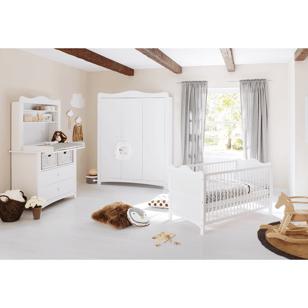 Pinolino Kinderzimmer Florentina 3 türig,breite Kommode, Regalaufsatz und Bett 60 x 120 cm