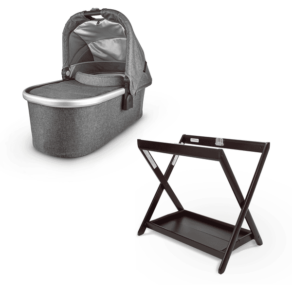 UPPAbaby Babywanne Greyson Charcoal Melange inklusive Babywannen Ständer Espresso