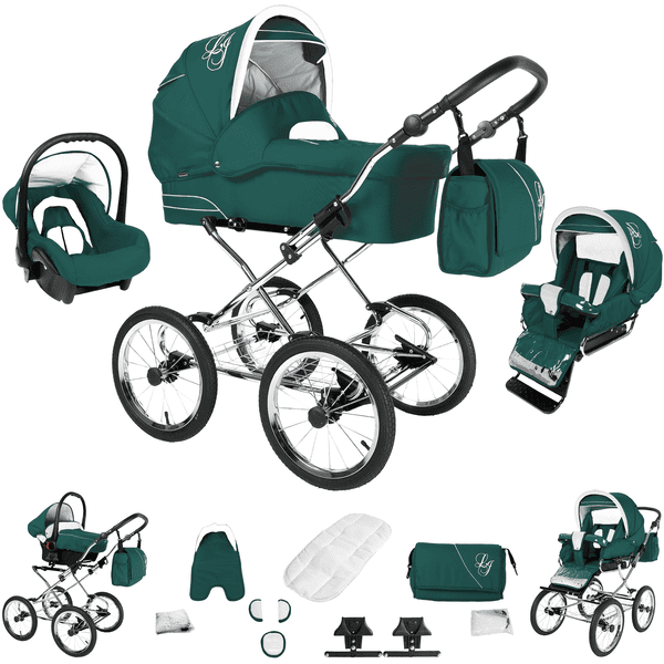 Bebebi Loving | 4 in 1 Kinderwagen Komplettset | ISOFIX Basis | Nostalgie Kinderwagen Grey Ardent