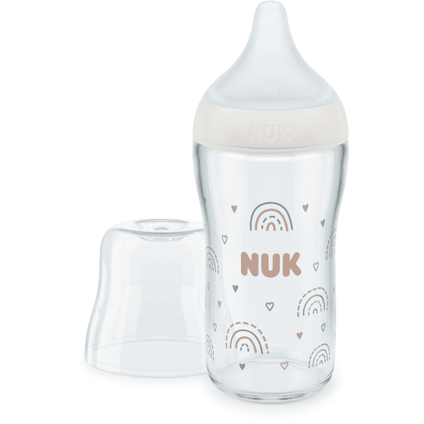 NUK Szklana butelka Perfect Match 230 ml tęczowa biel