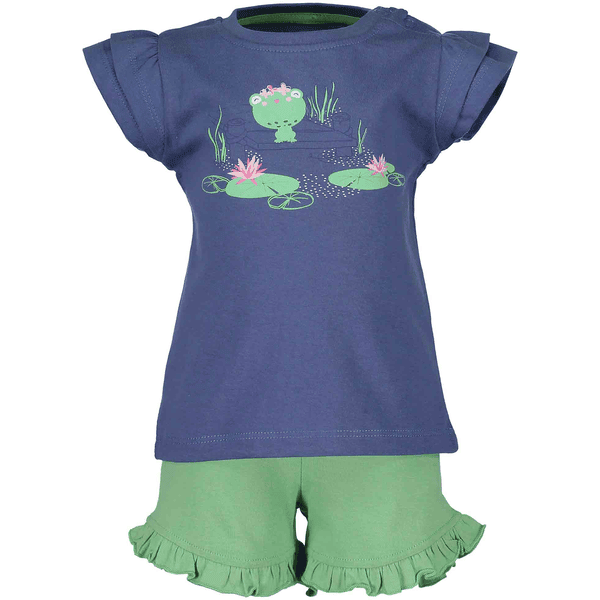 BLUE SEVEN Girls 2er Set T-Shirt + Shorts Jeansblau
